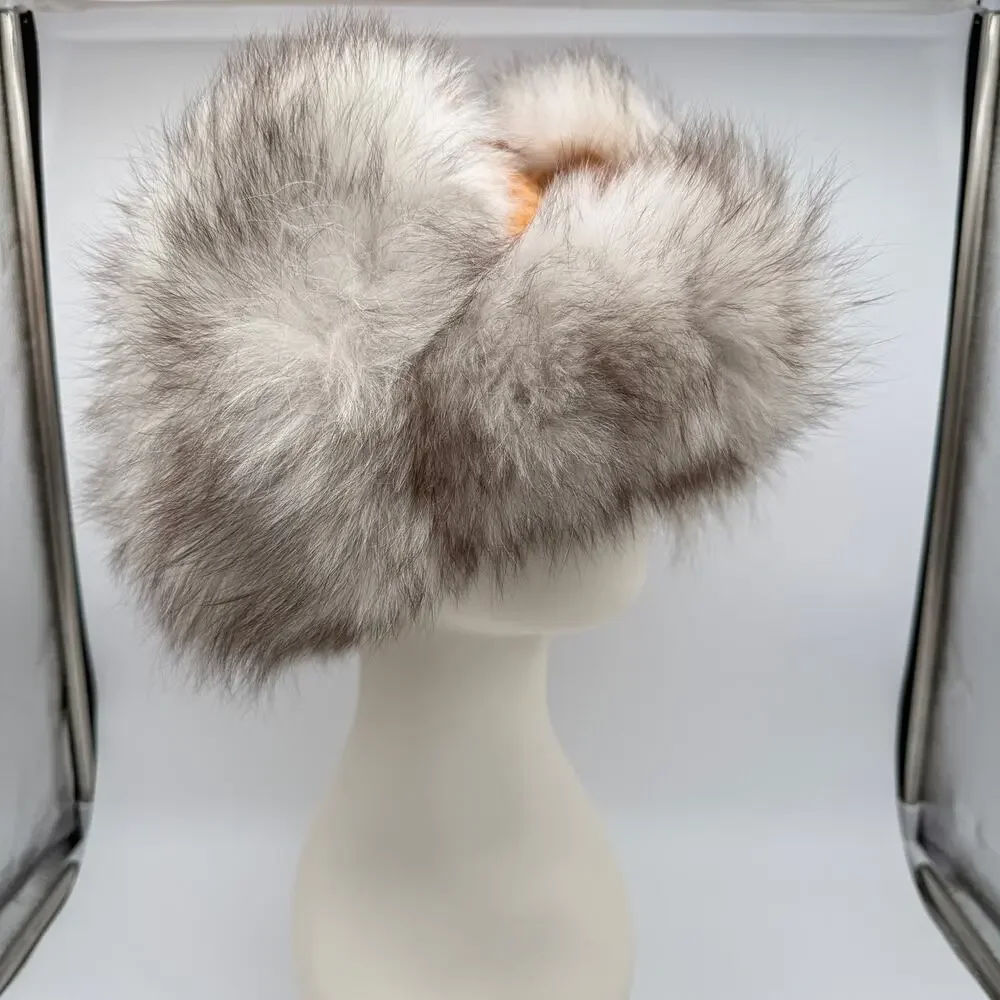 Genuine Rabbit Fur Trapper Hat Ushanka Made in Russia Tan Suede Vintage